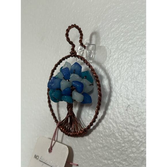 Handmade Copper and Serpentine Crystal Tree of life 3.5x2” Wall Decor - Picture 3 of 5